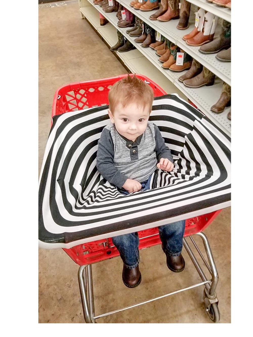 Itzy Ritzy 4-In-1 Car Seat Cover. Black & White Striped. Neutral | Classic - Picture 3 of 8